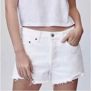 Aritzia Denim Forum The Yoko Shorts •27• White Cotton Button Fly Jean Cut Off